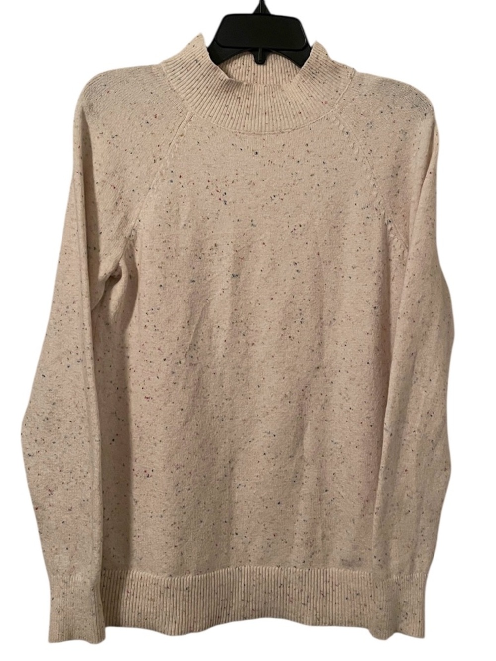 Loft Women's Cream Multicolor Speckle Crew Mockneck Pullover Sweater Size M